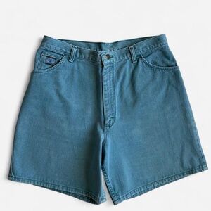 Vintage green denim high waisted shorts